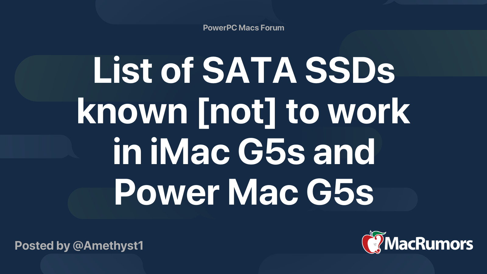 WikiPost List of SATA SSDs known [not] to work properly in iMac G5s