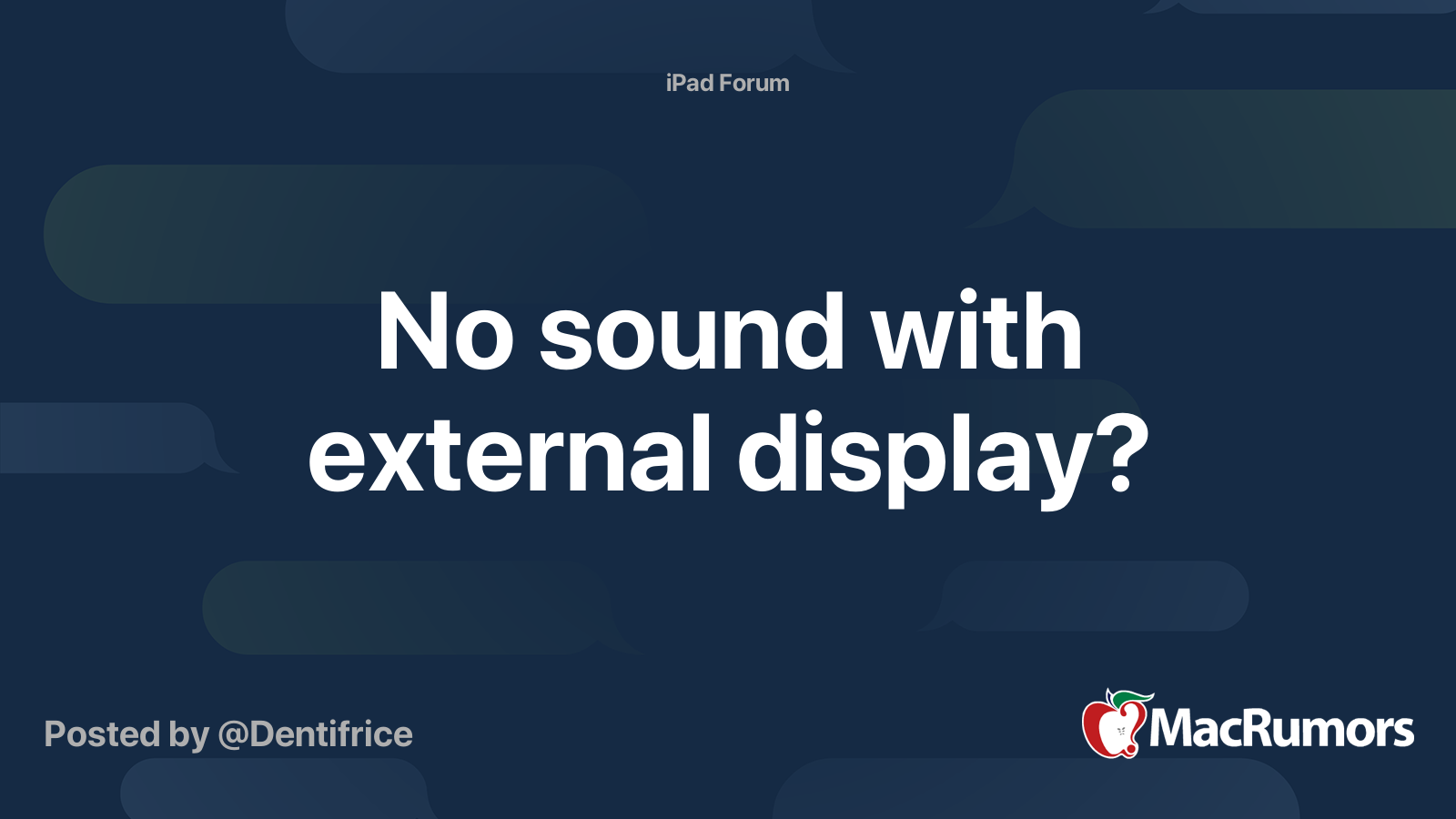 No sound with external display? | MacRumors Forums
