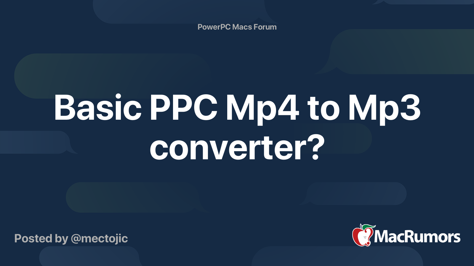 Basic PPC Mp4 to Mp3 converter? MacRumors Forums