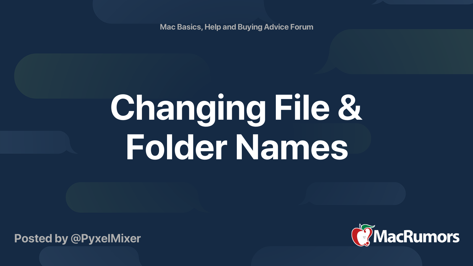 Changing File & Folder Names MacRumors Forums
