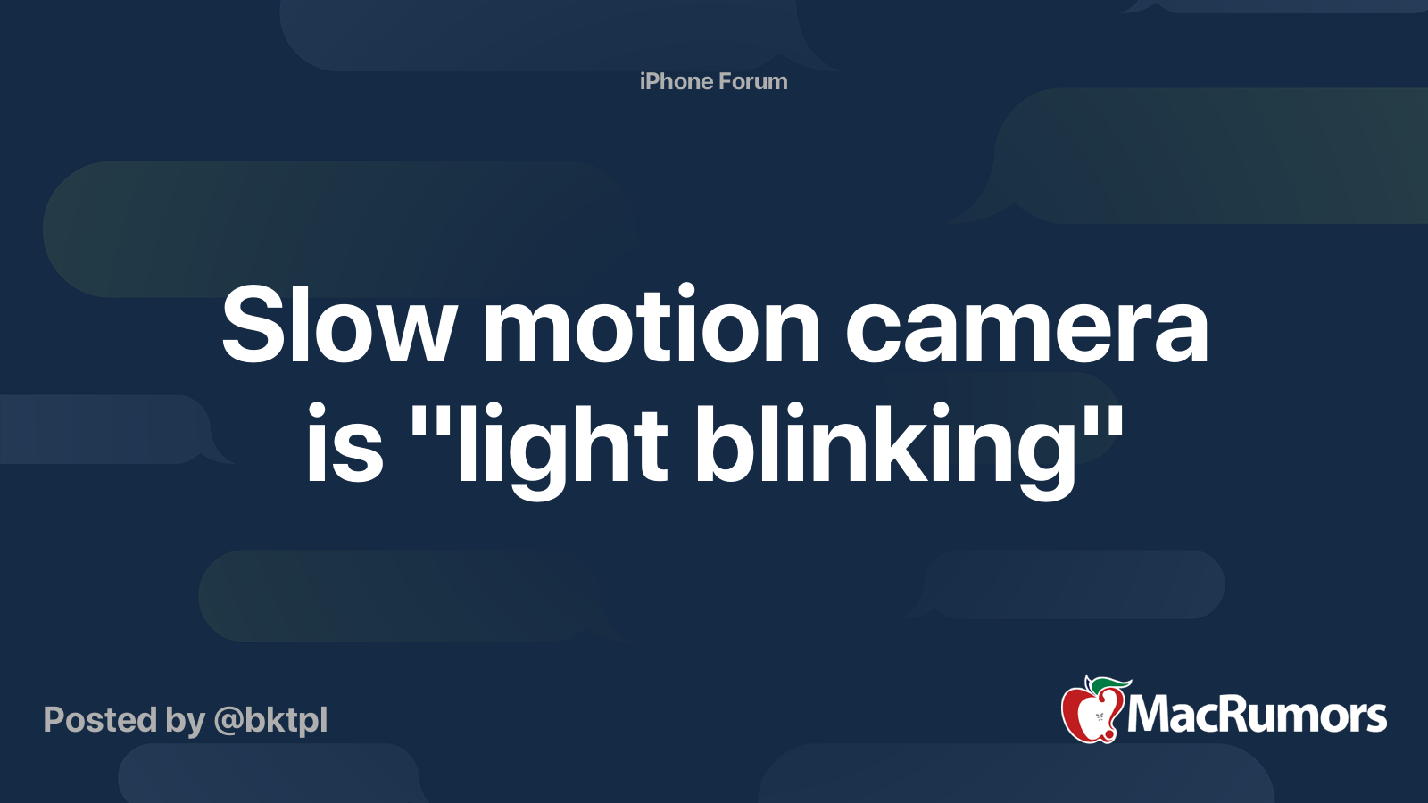 Slow motion camera is "light blinking" MacRumors Forums