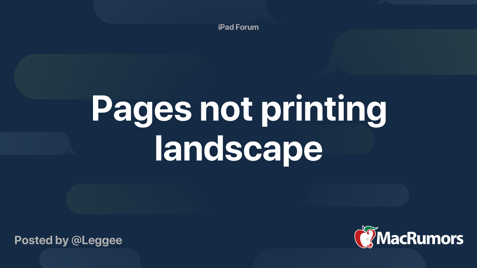 Pages not printing landscape macrumors forums