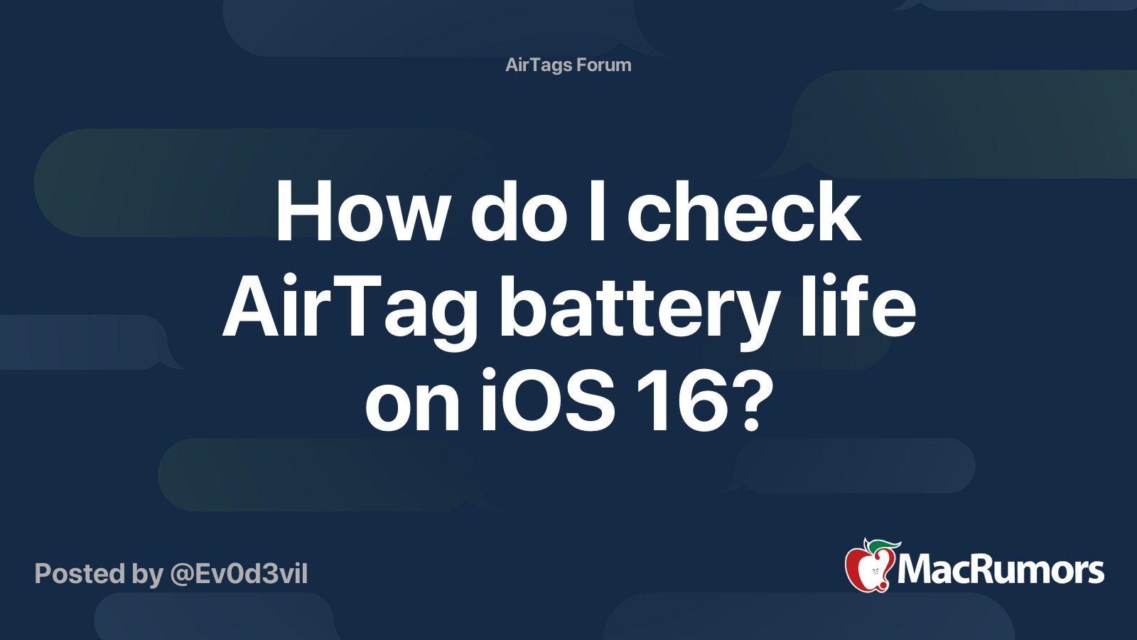 How do I check AirTag battery life on iOS 16? MacRumors Forums