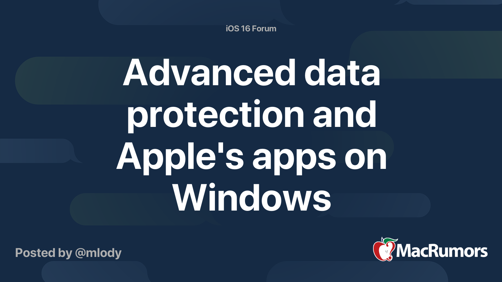 Advanced data protection and Apple's apps on Windows | MacRumors Forums
