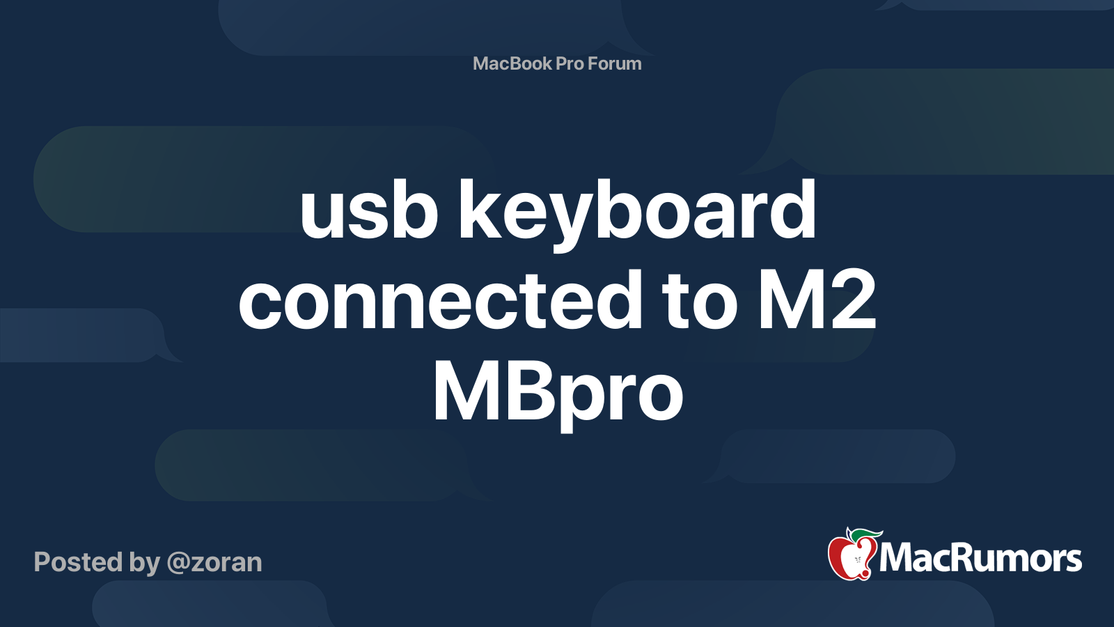 usb keyboard connected to M2 MBpro | MacRumors Forums