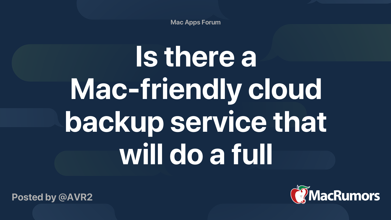 Is there a Macfriendly cloud backup service that will do a full system