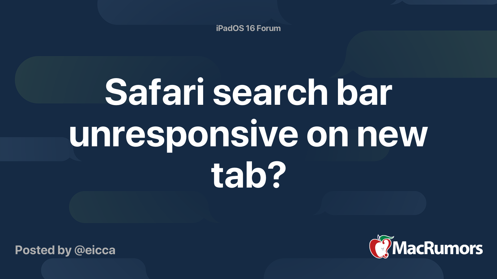 Safari search bar unresponsive on new tab? MacRumors Forums