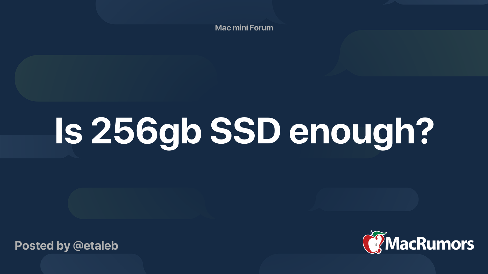 Boghandel Typisk politiker Is 256gb SSD enough? | MacRumors Forums