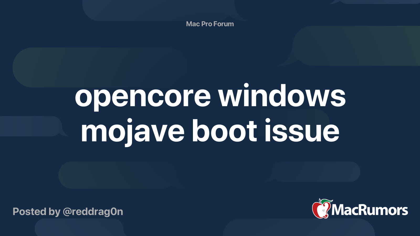 opencore windows mojave boot issue | MacRumors Forums
