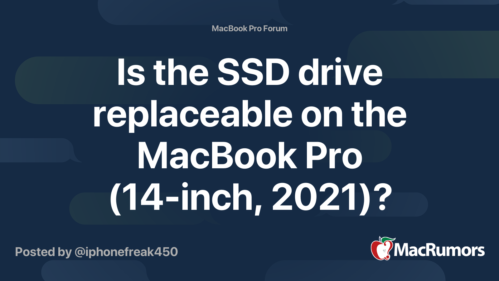 Is the SSD drive replaceable on the MacBook Pro (14-inch, 2021 ...