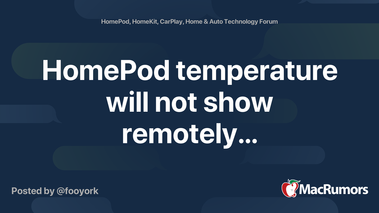 HomePod temperature will not show remotely… MacRumors Forums