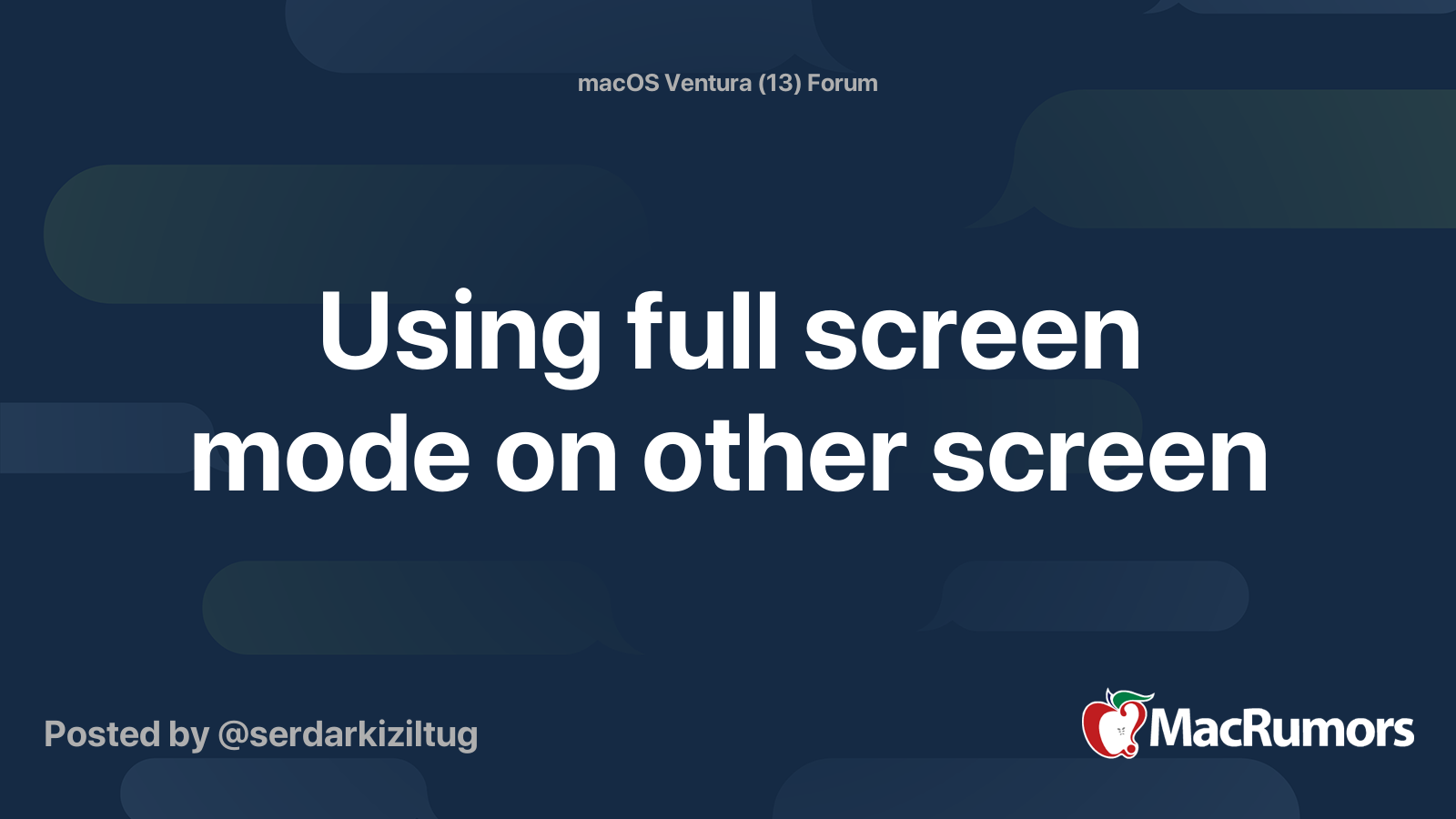 Using full screen mode on other screen macrumors forums