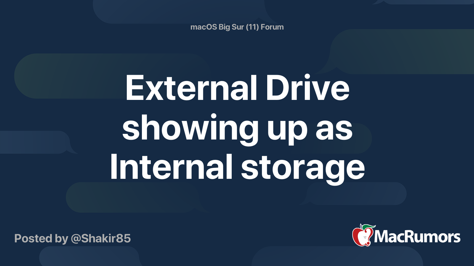 External Drive showing up as Internal storage MacRumors Forums