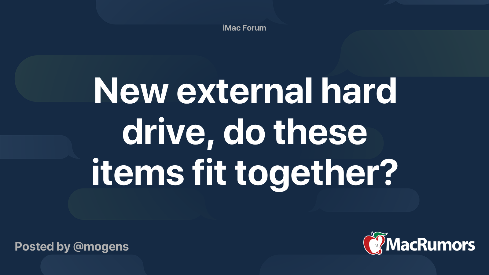 New external hard drive, do these items fit together? | MacRumors Forums