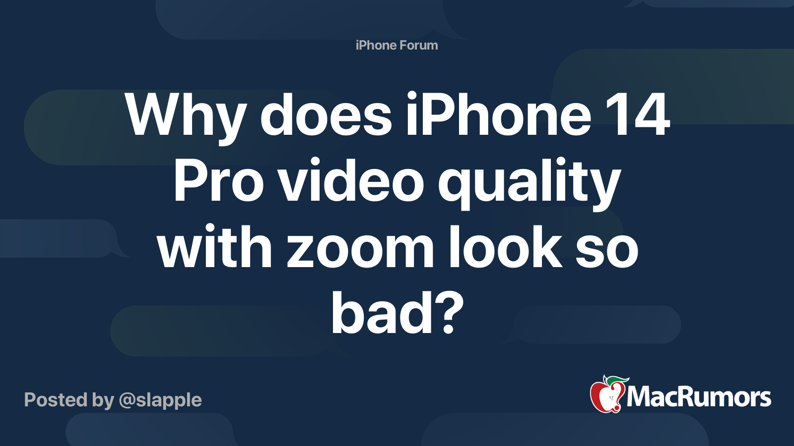 Why does iPhone 14 Pro video quality with zoom look so bad? MacRumors