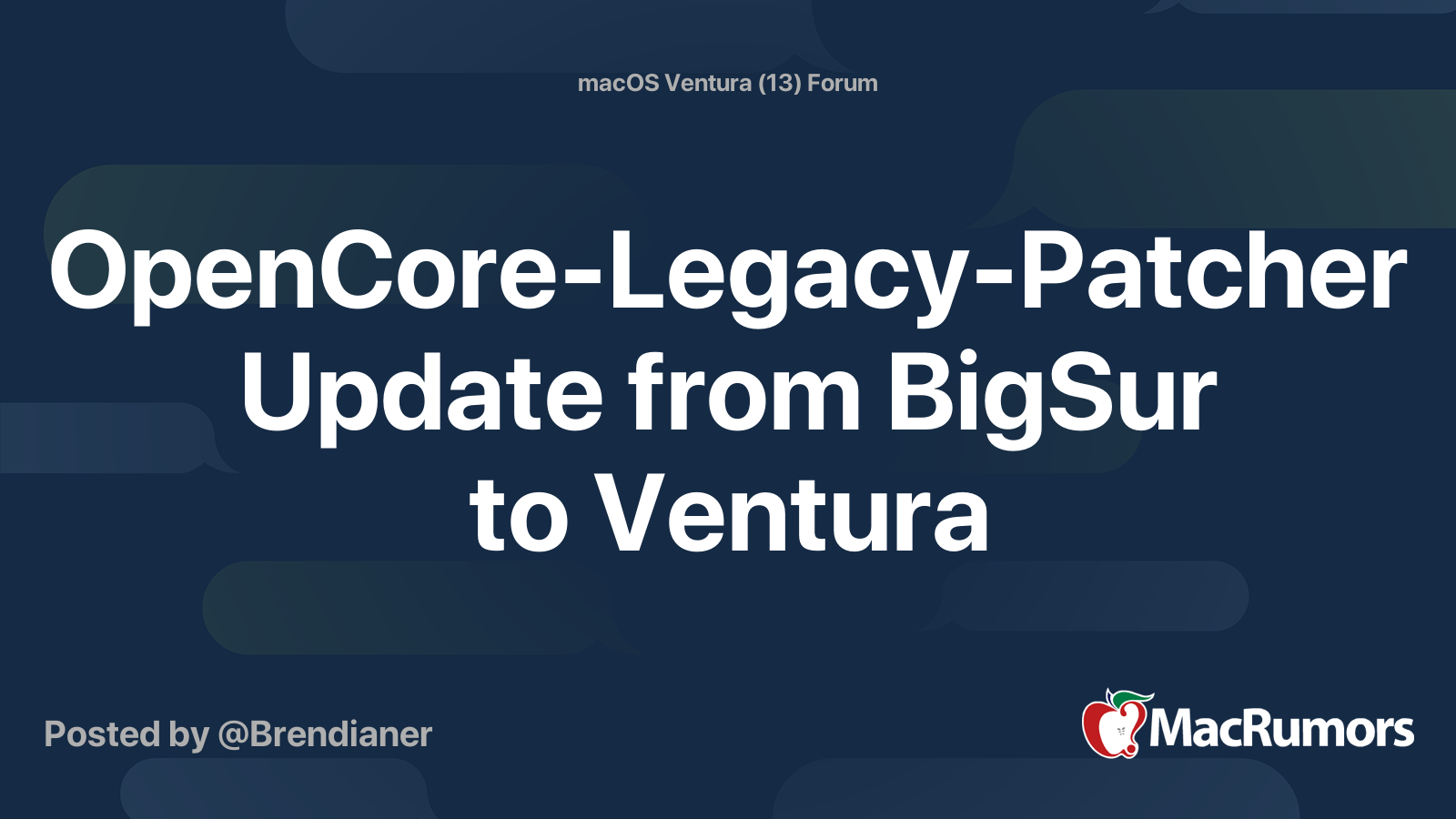 OpenCore Legacy Patcher Update From BigSur To Ventura MacRumors Forums