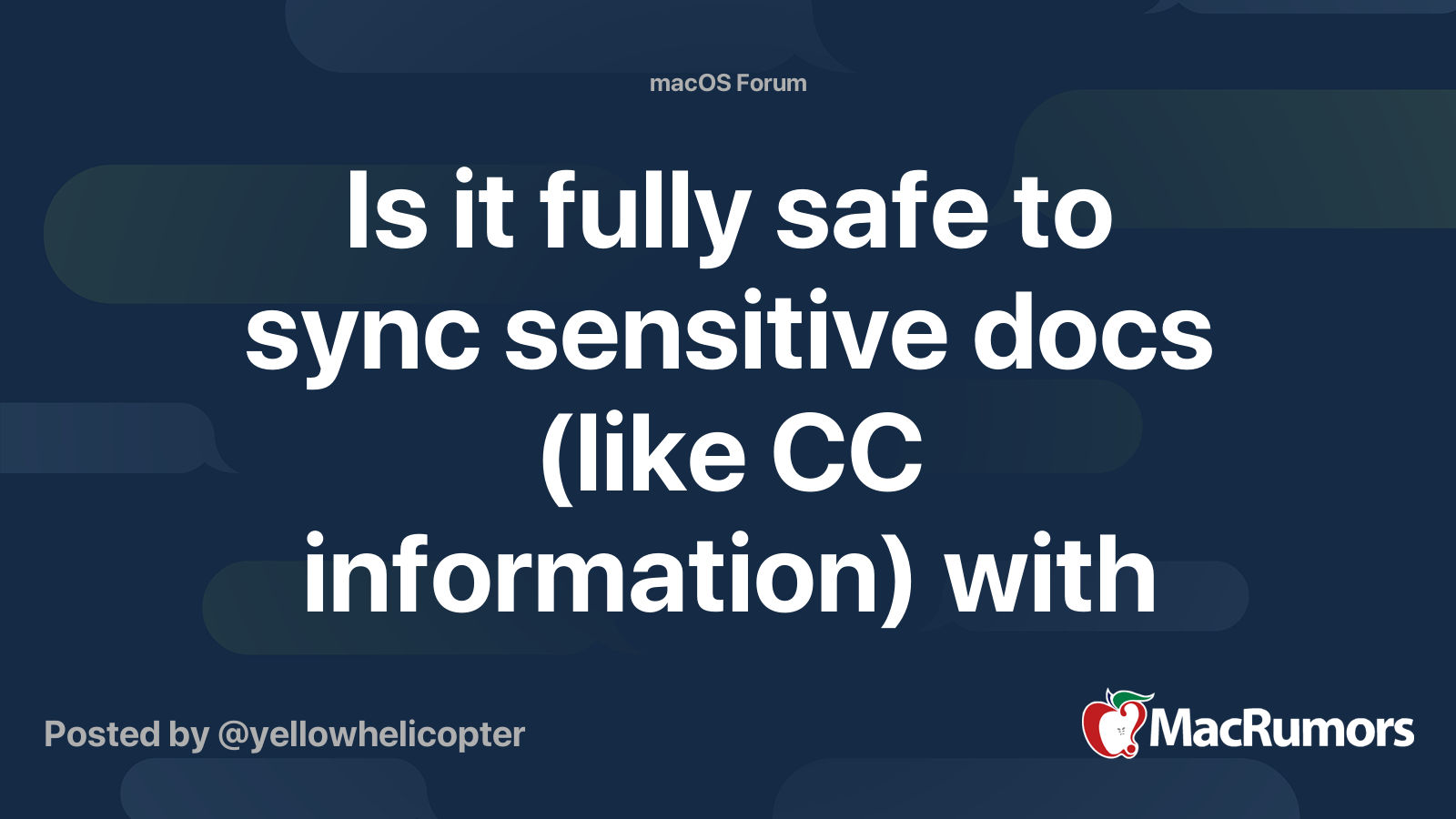 Is it fully safe to sync sensitive docs (like CC information) with