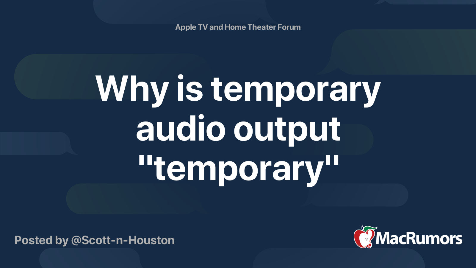 Why is temporary audio output "temporary" MacRumors Forums