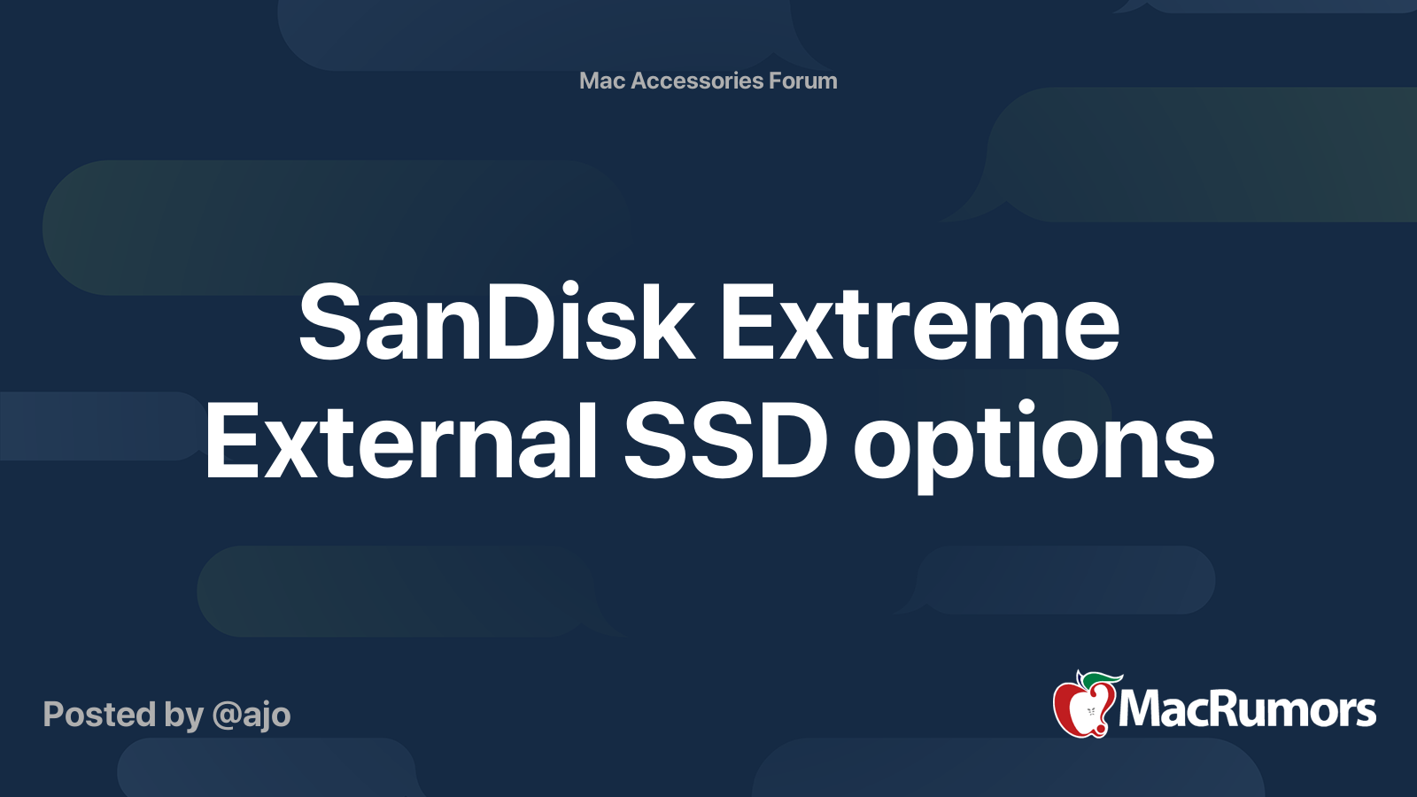 SanDisk Extreme External SSD options | MacRumors Forums