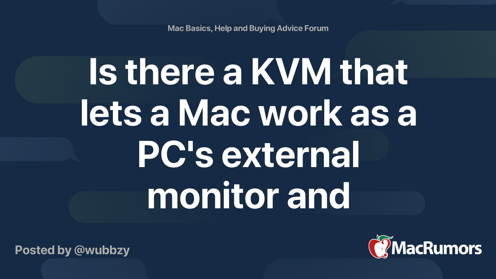 Is there a KVM that lets a Mac work as a PC's external monitor and