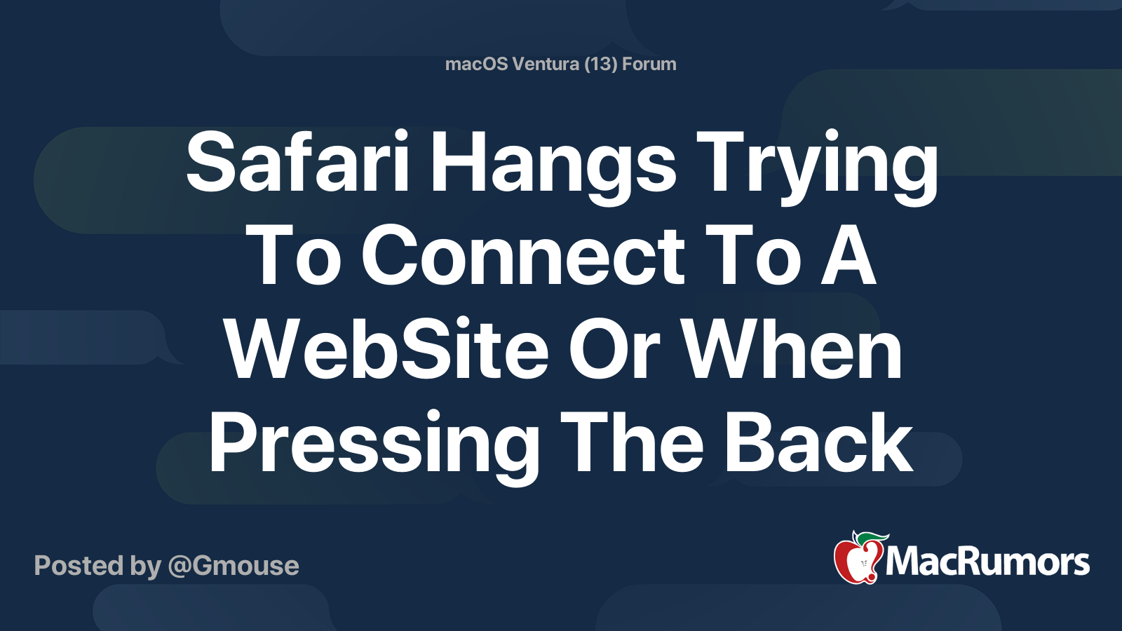 Safari Hangs Trying To Connect To A Site Or When Pressing The Back