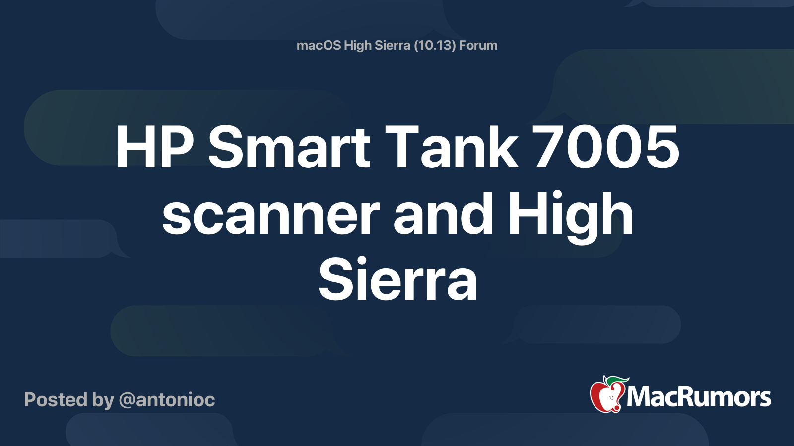 HP Smart Tank 7005 scanner and High Sierra