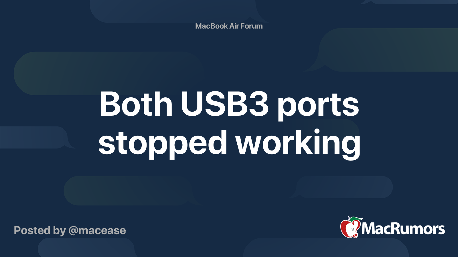 Both USB3 ports stopped working MacRumors Forums