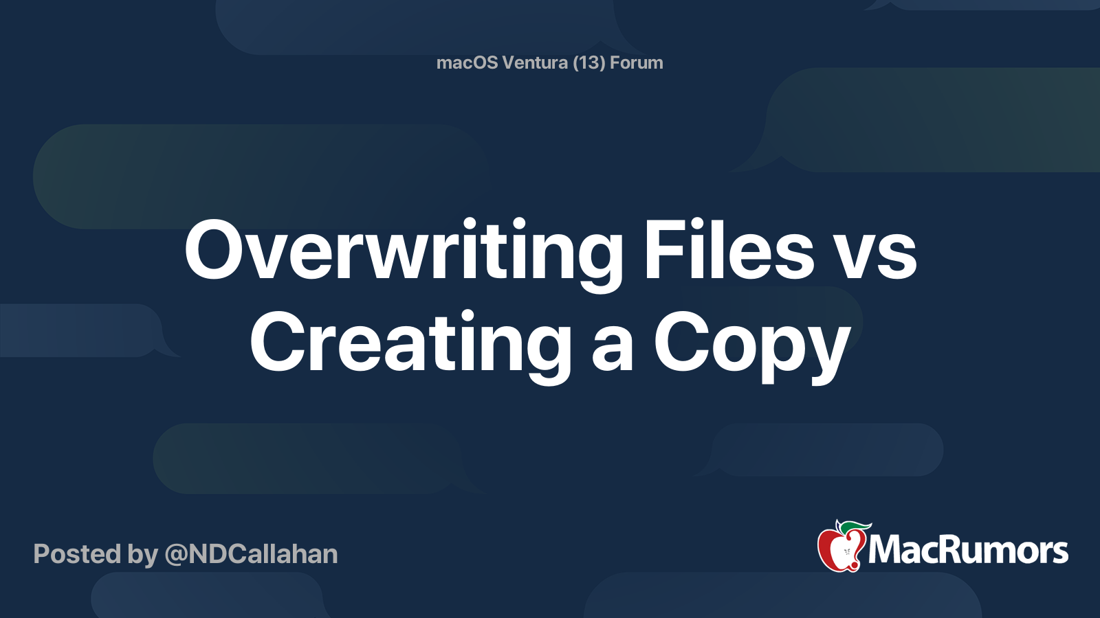 Overwriting Files vs Creating a Copy MacRumors Forums