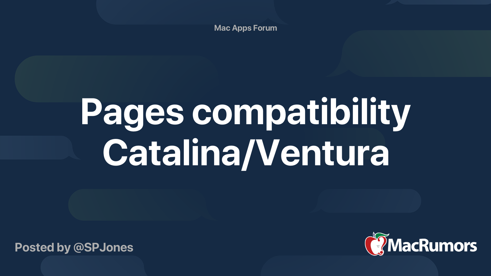 Pages compatibility Catalina/Ventura MacRumors Forums