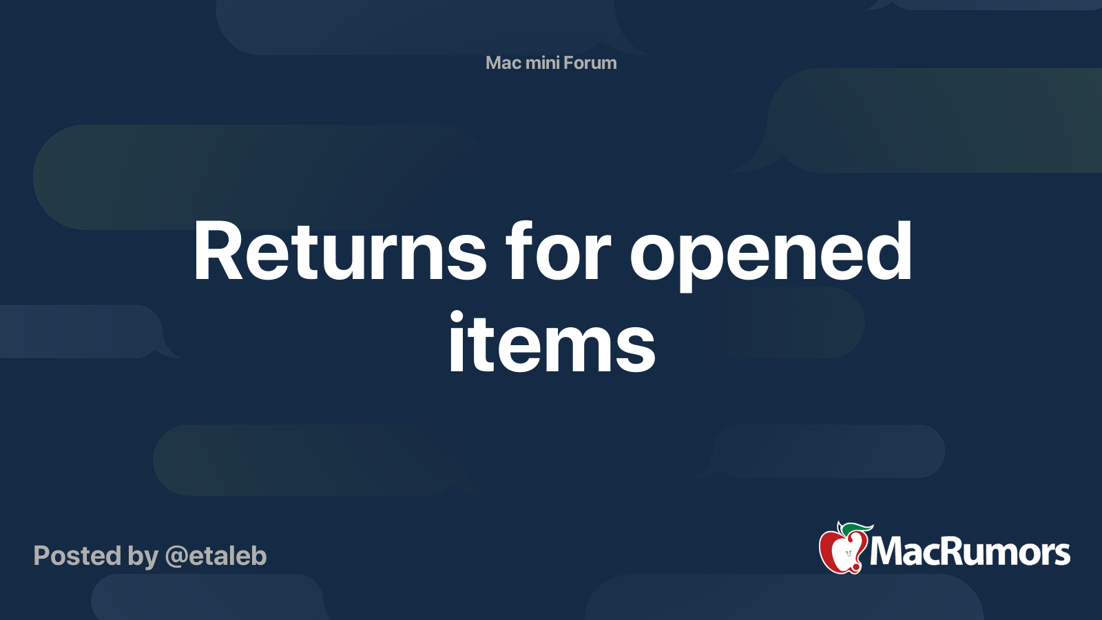 Returns for opened items MacRumors Forums