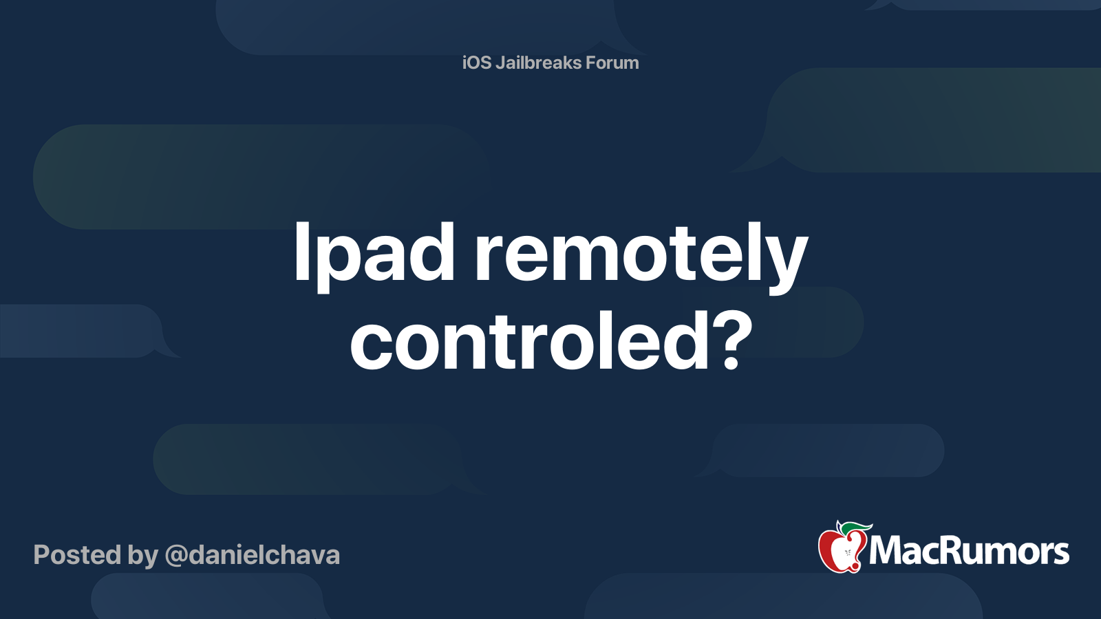 Ipad remotely controled? MacRumors Forums