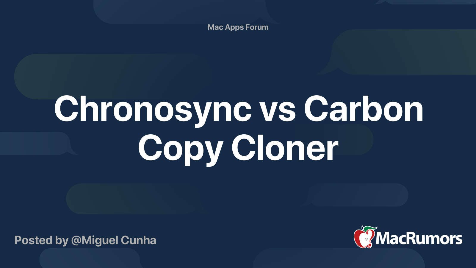 Chronosync vs Carbon Copy Cloner MacRumors Forums