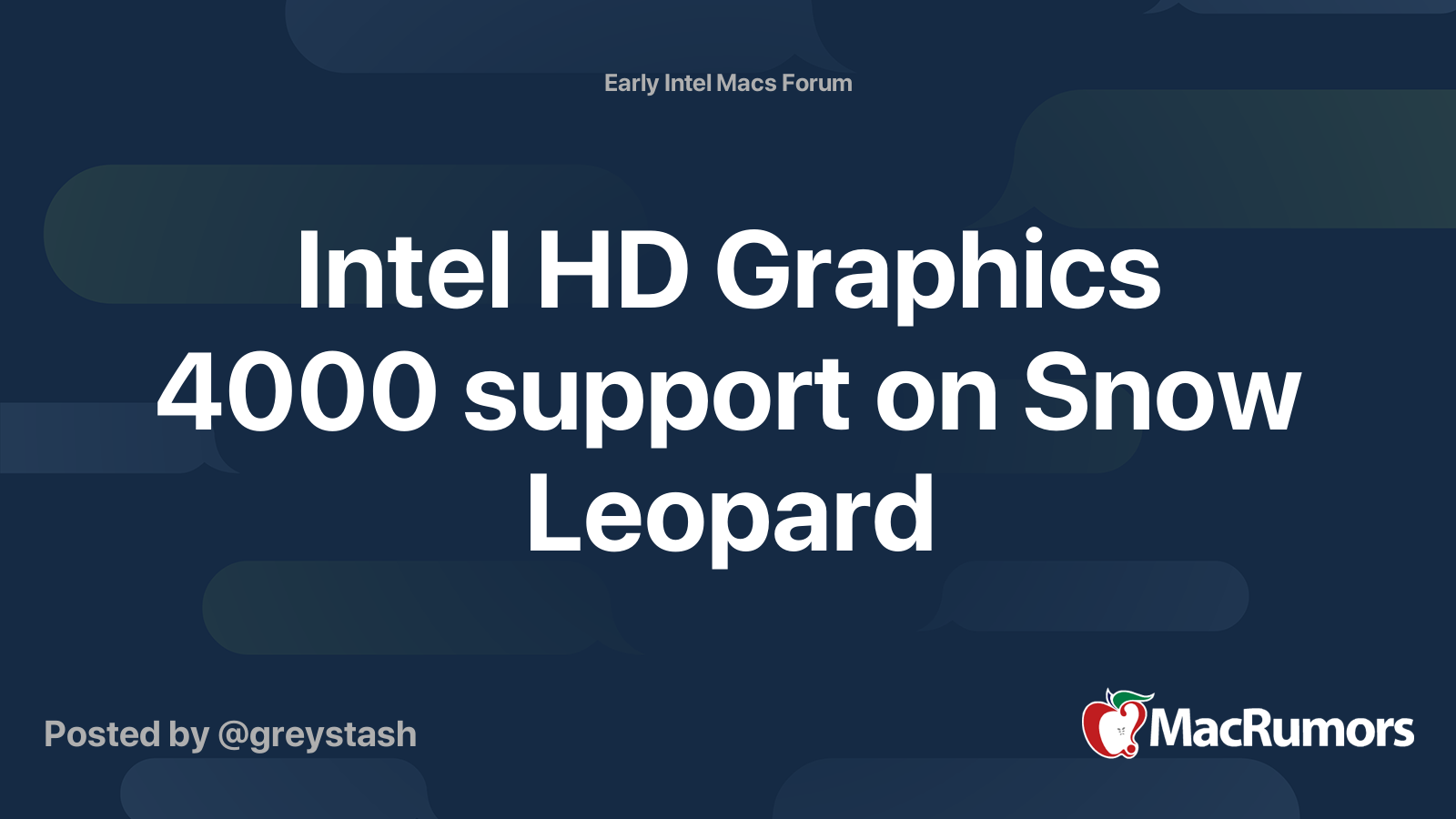 Intel HD Graphics 4000 support on Snow Leopard | MacRumors Forums