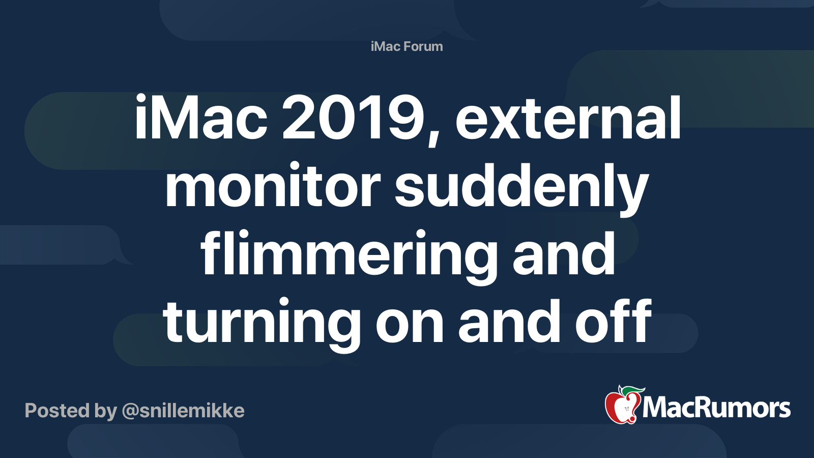 iMac 2019, external monitor suddenly flimmering and turning on and off