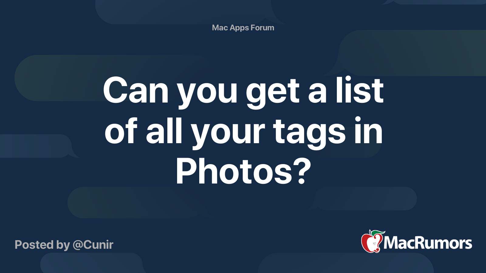 Can you get a list of all your tags in Photos? MacRumors Forums