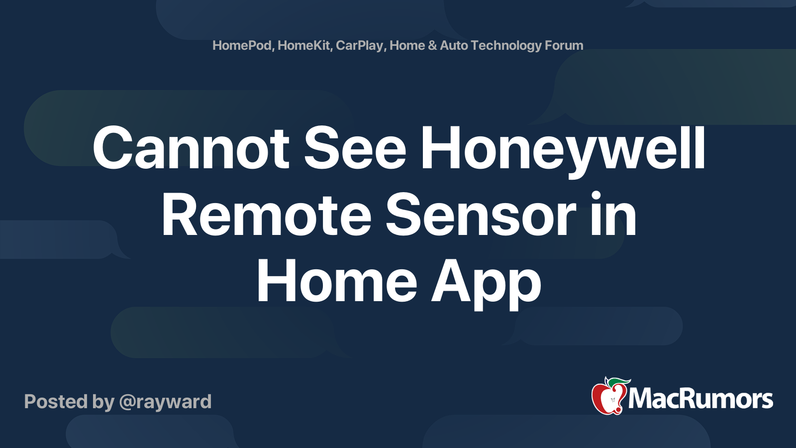 Cannot See Honeywell Remote Sensor in Home App MacRumors Forums
