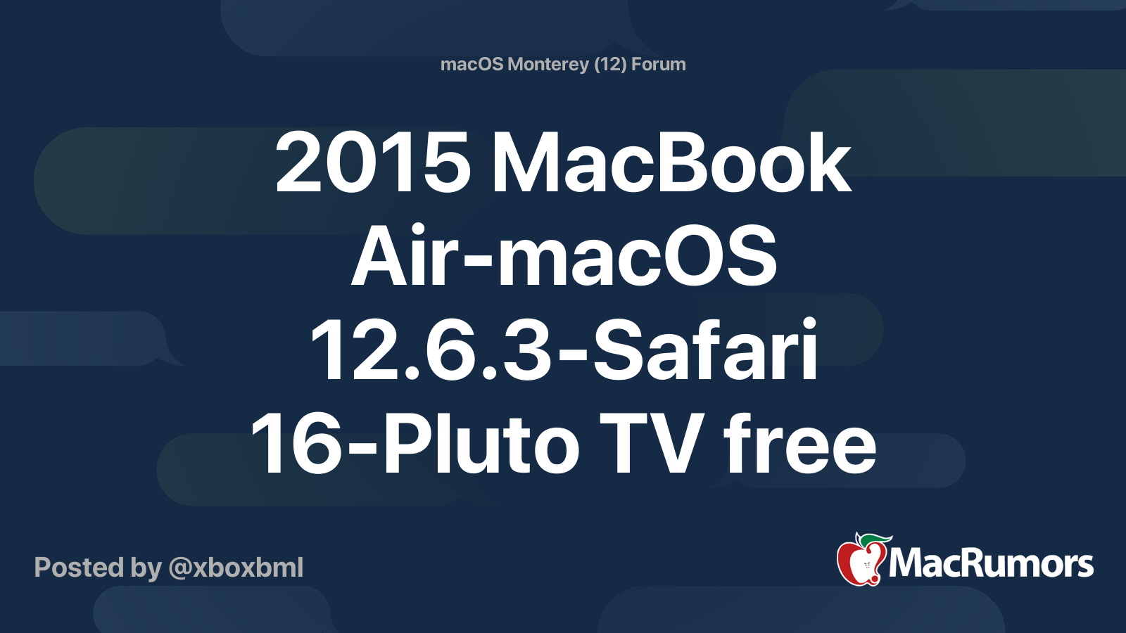 2015 MacBook AirmacOS 12.6.3Safari 16Pluto TV free streaming doesn't