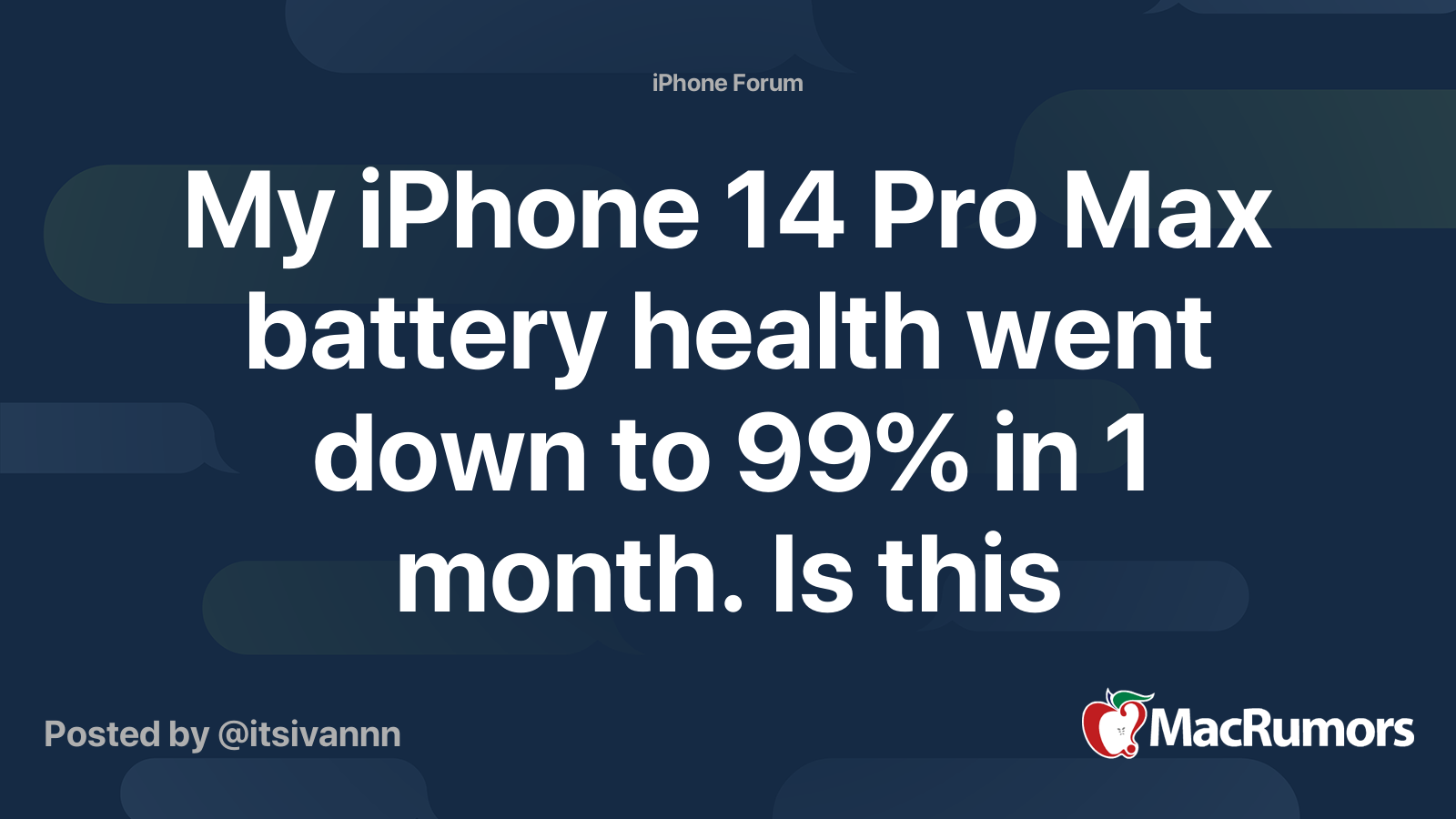 My iPhone 14 Pro Max battery health went down to 99% in 1 month. Is this  normal?