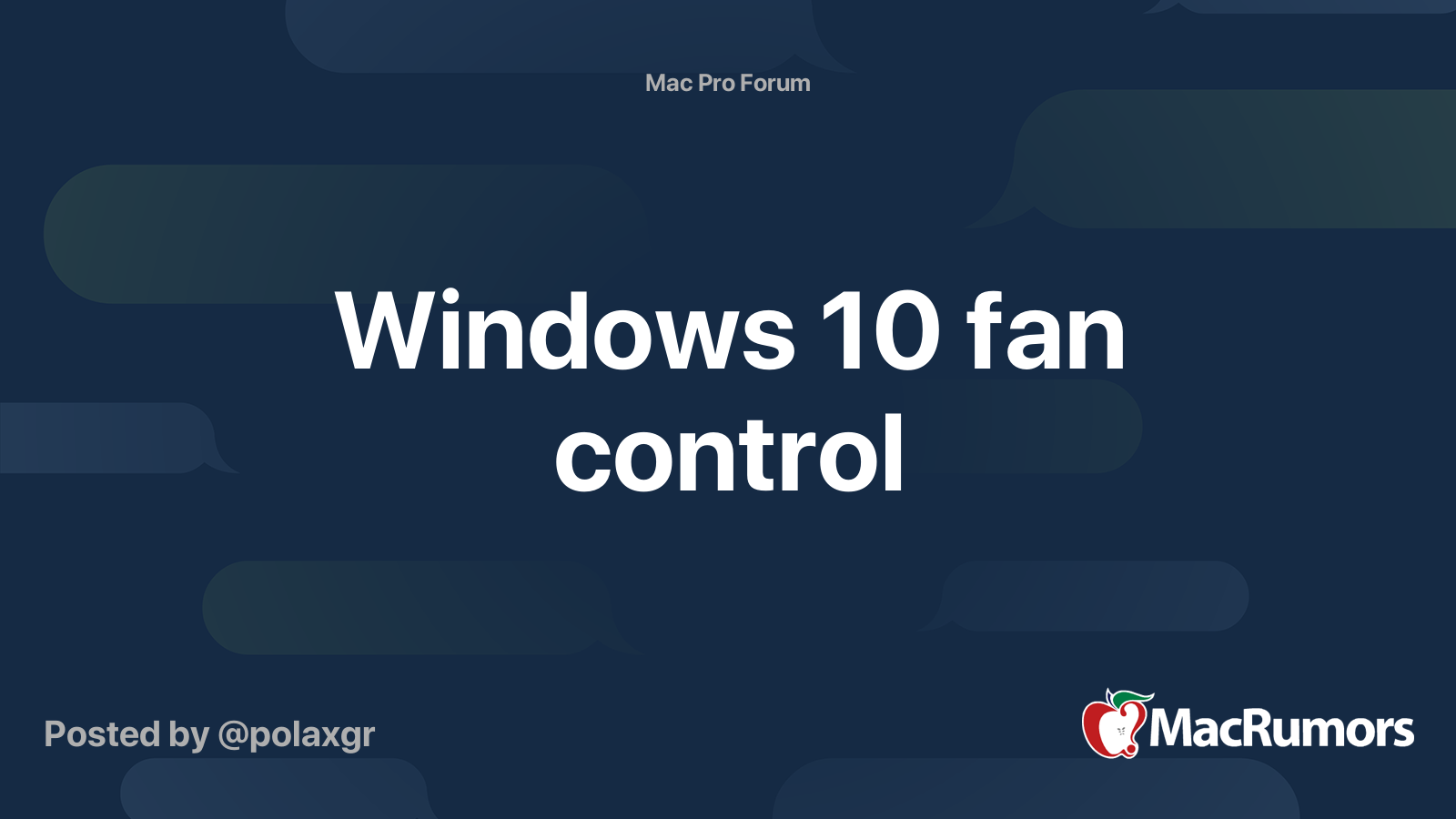 Windows 10 fan control MacRumors Forums