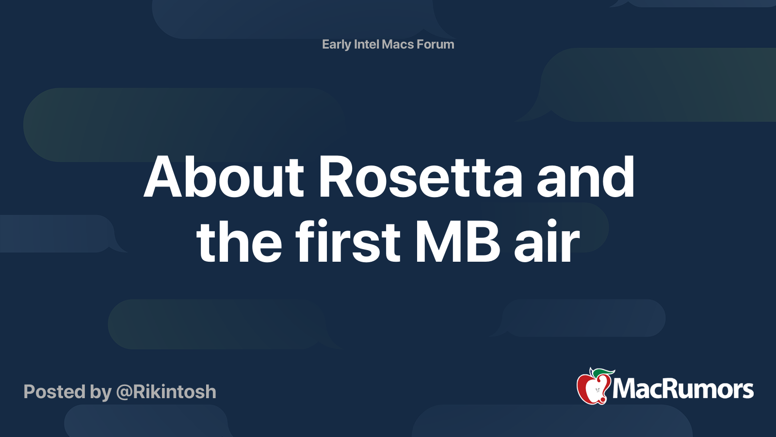 About Rosetta and the first MB air | MacRumors Forums