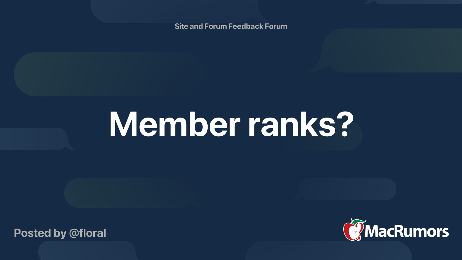 Member ranks? | MacRumors Forums