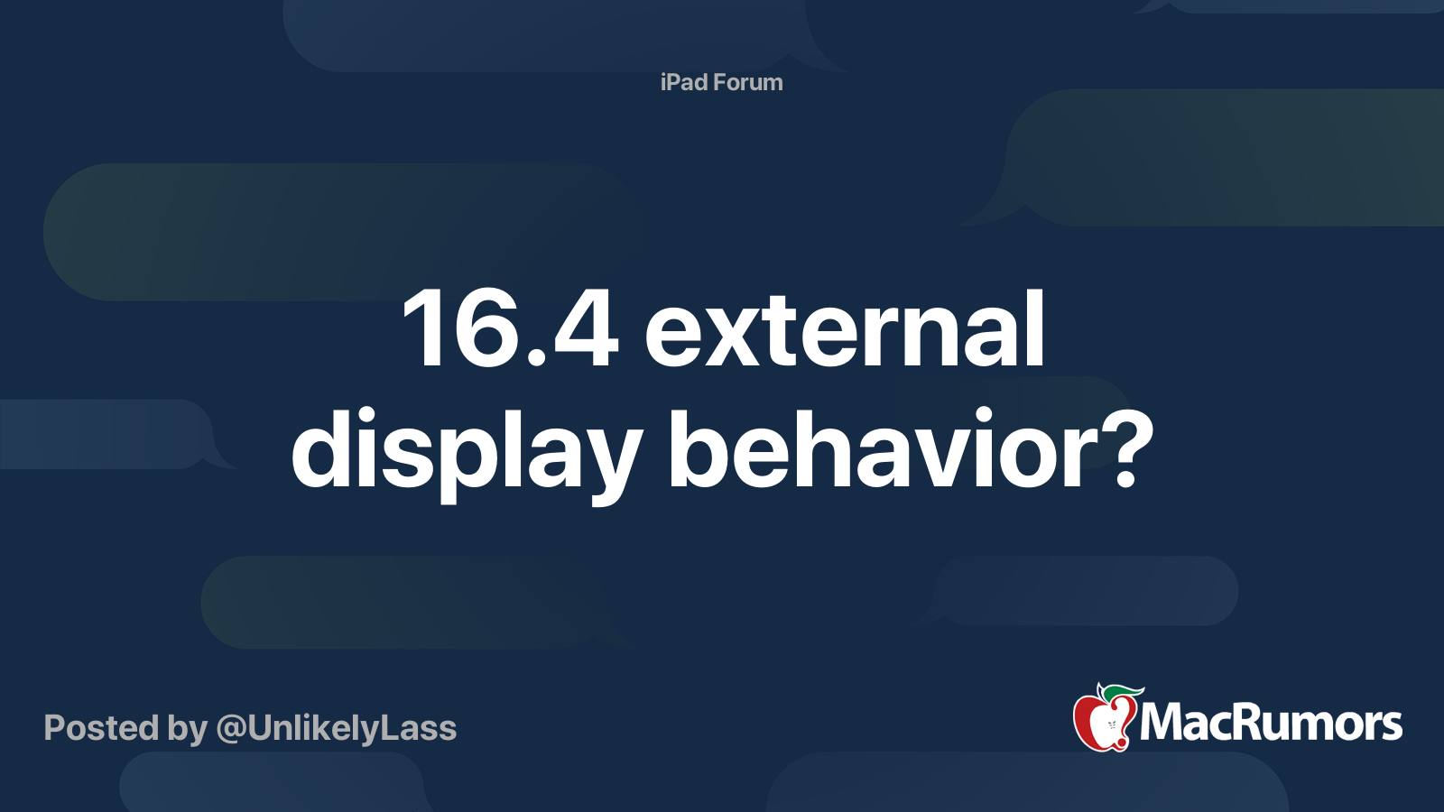 16.4 external display behavior? MacRumors Forums