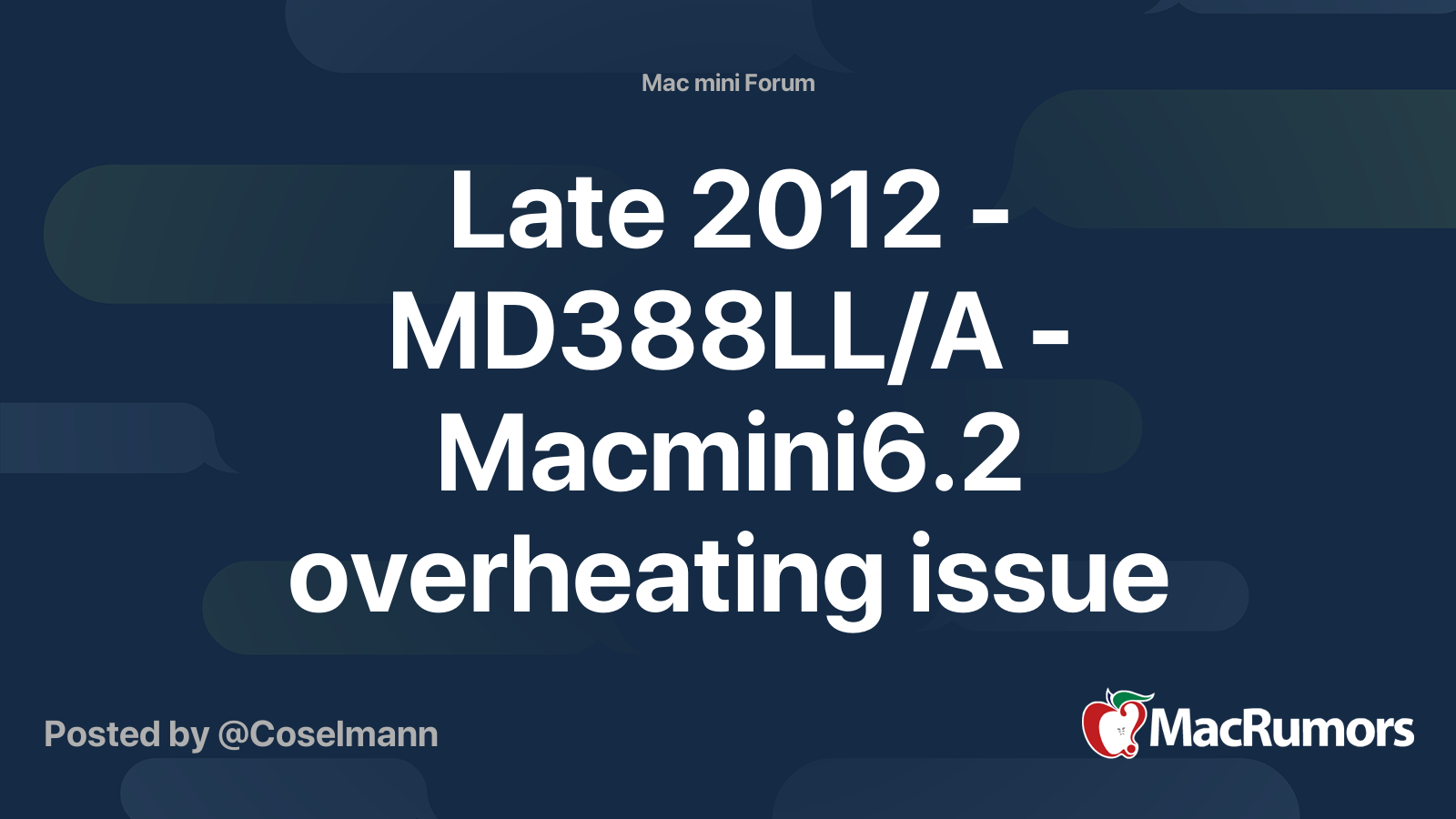 Late 2012 - MD388LL/A - Macmini6.2 overheating issue | MacRumors