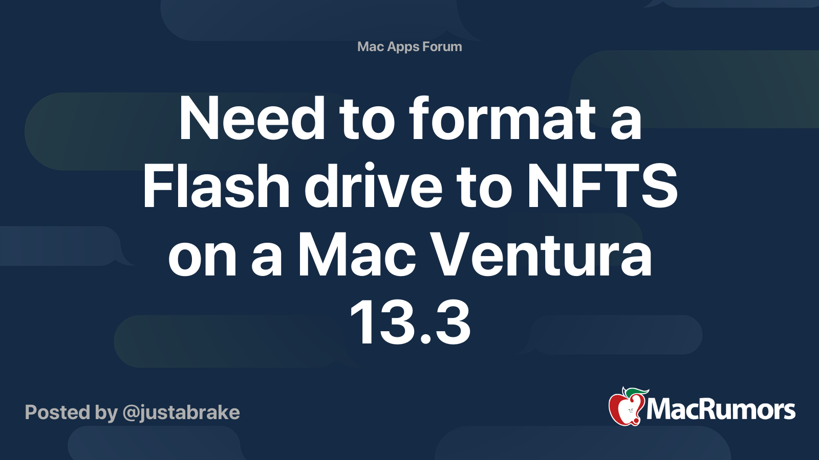 Need To Format A Flash Drive To NFTS On A Mac Ventura 13 3 MacRumors