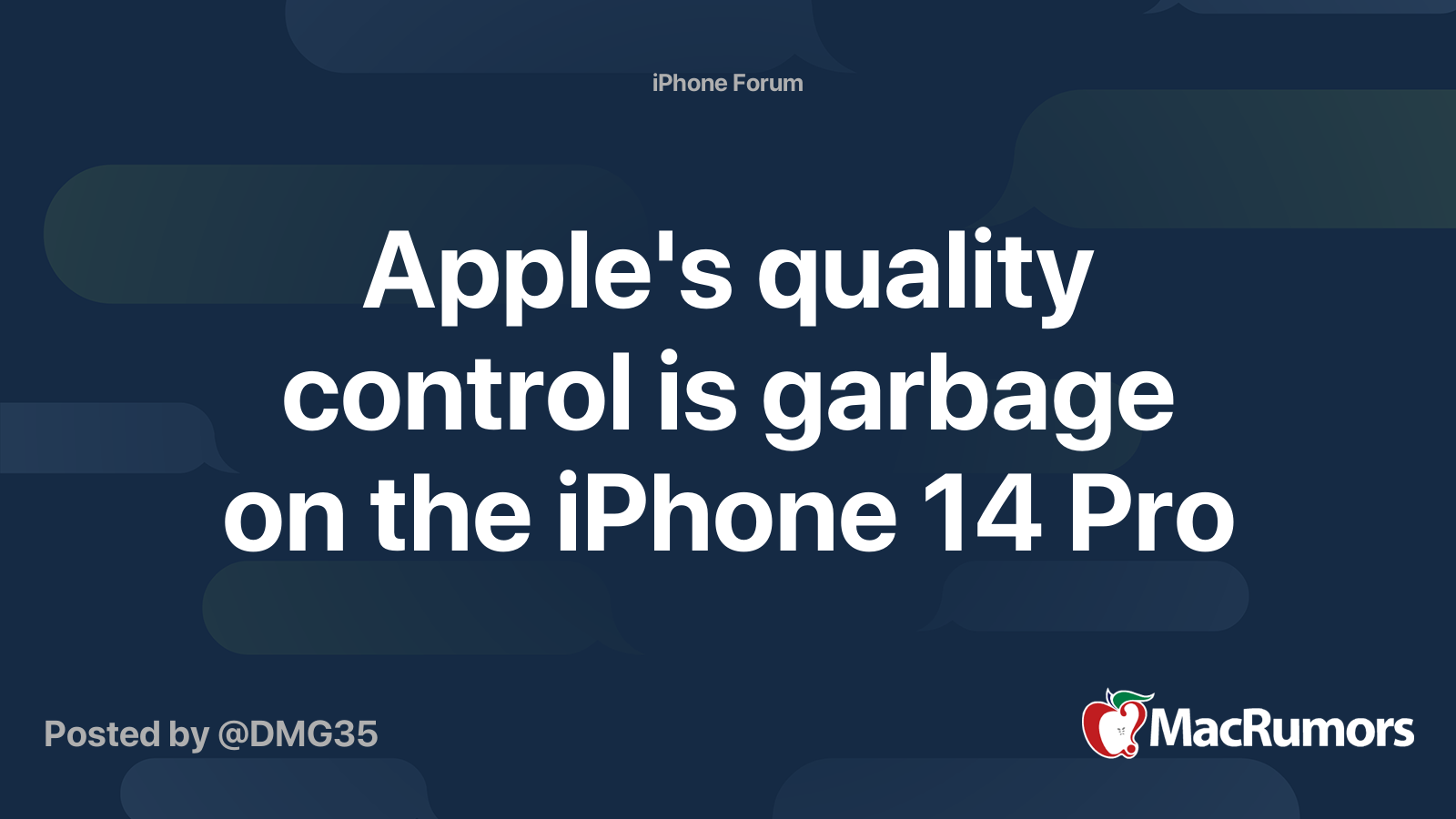 Apple's quality control is garbage on the iPhone 14 Pro MacRumors Forums