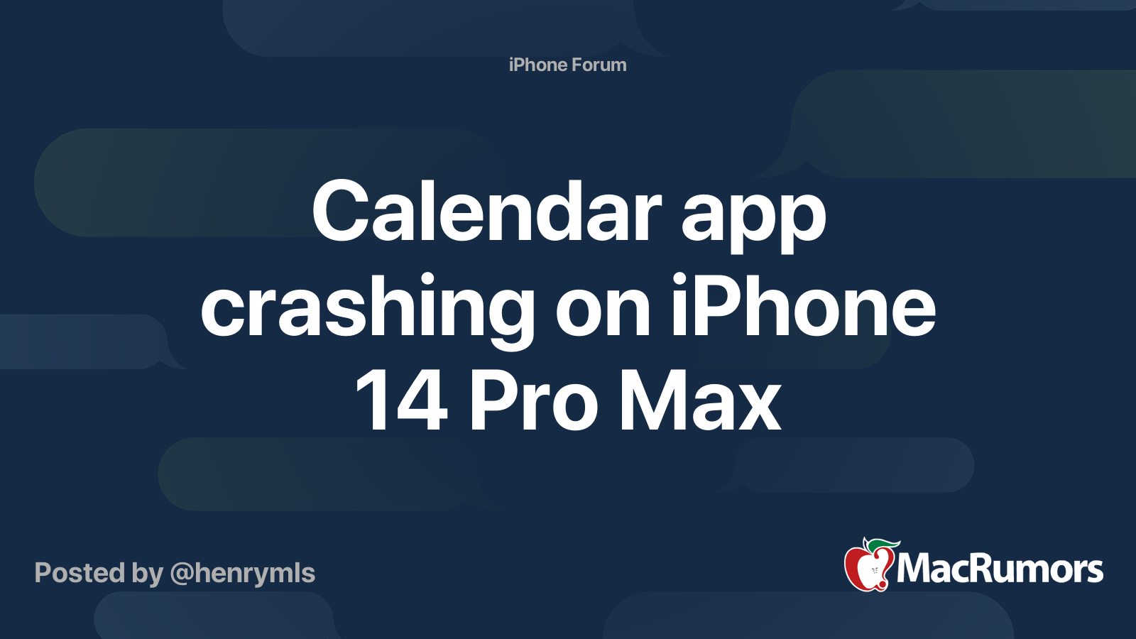 Calendar app crashing on iPhone 14 Pro Max MacRumors Forums