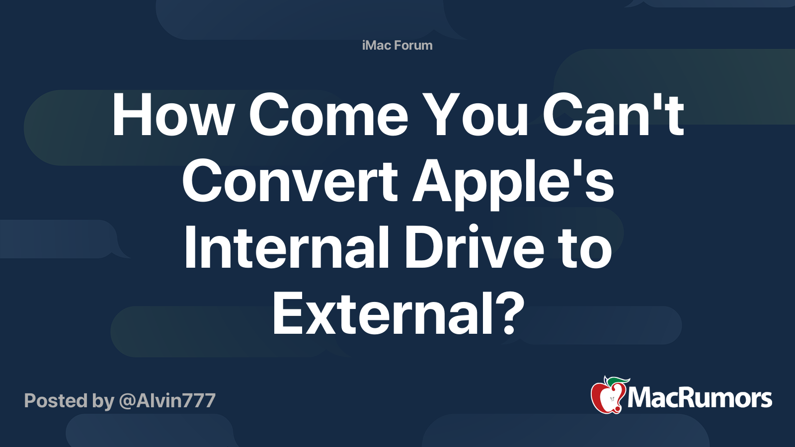 How Come You Can't Convert Apple's Internal Drive to External