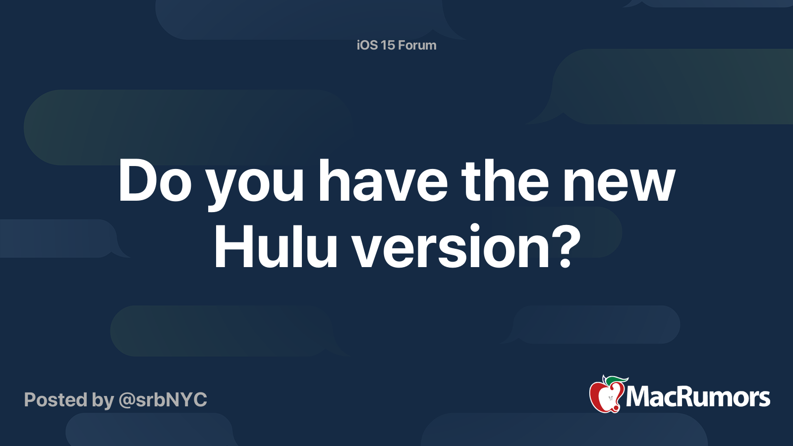 Coming to Hulu - Forums 