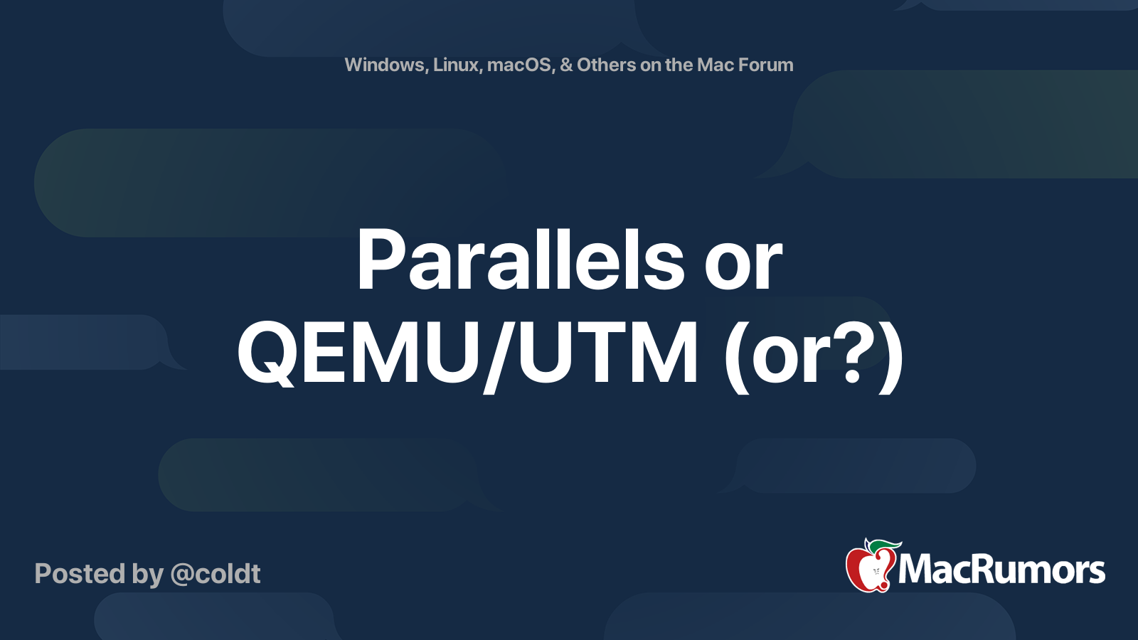 Parallels or QEMU/UTM (or?) MacRumors Forums