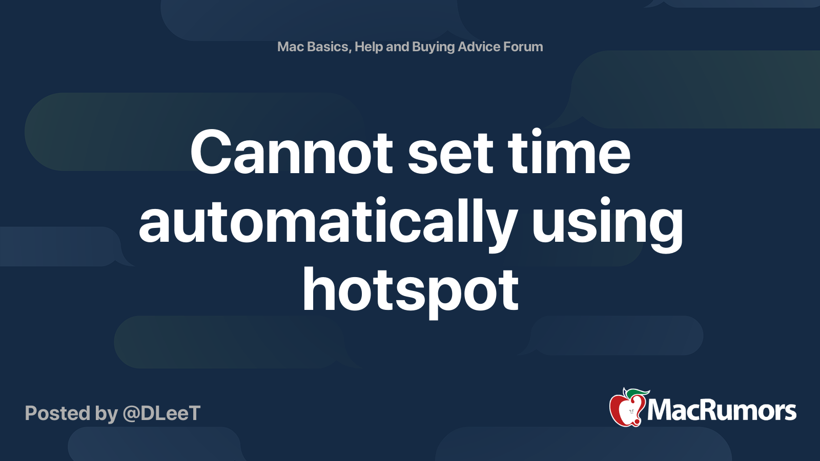 Cannot set time automatically using hotspot MacRumors Forums